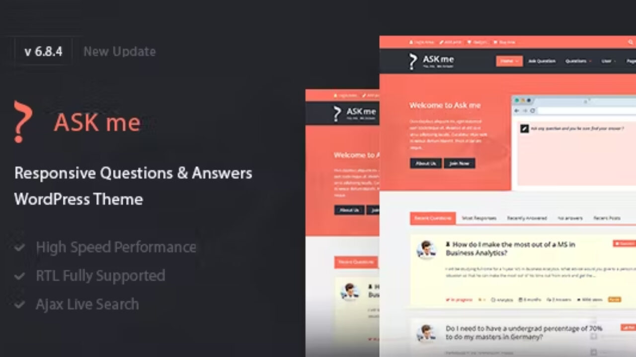 Ask Me Theme – Responsive Questions & Answers WordPress 7.0.1