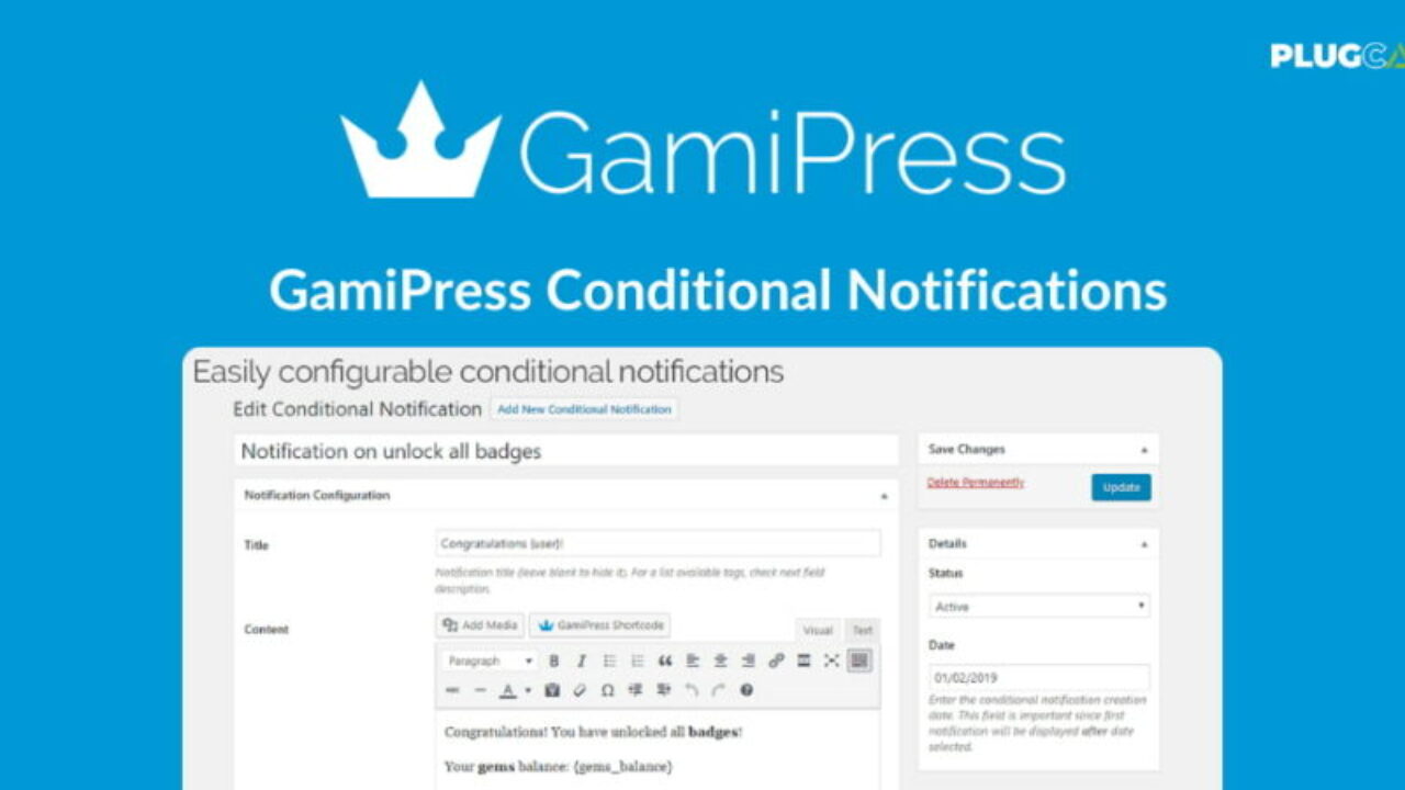 GamiPress Conditional Notifications – WordPress Plugin 1.1.3