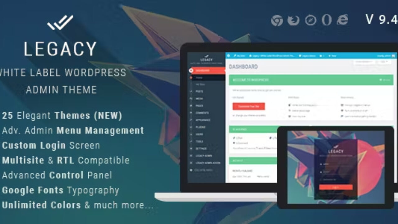 Legacy Theme – White label WordPress Admin Theme 9.7