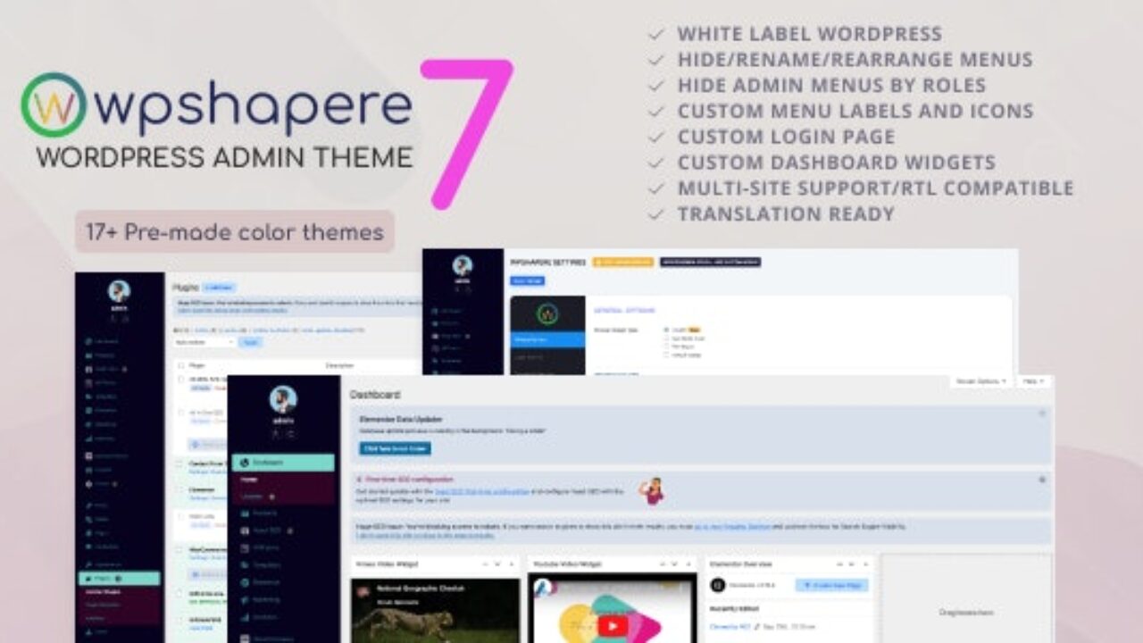 WordPress Admin Theme – WPShapere 7.0.8